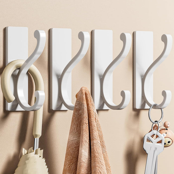 6 Pack Self Adhesive Coat Hooks - Gold Wall Hooks Wall Mount for Clothes, Towel, Robes, Keys, Purse, Backpack, Heavy Duty Hooks for Door Kitchen Bathroom Shower Rental Houses, Hold 13lbs.