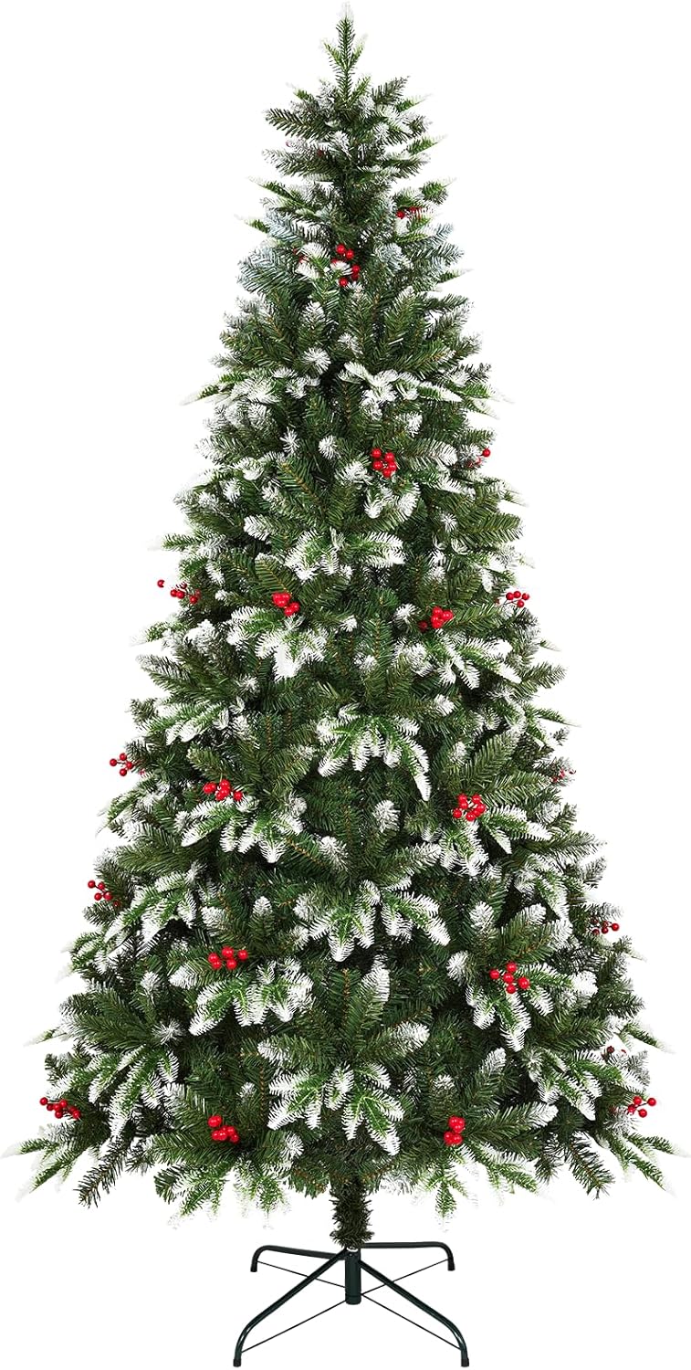 Uten Pencil Christmas Tree, 7.5ft Slim Christmas Tree with Mixed 800 Branch Tips, Foldable Metal Stand, Easy Assembly for Home, Office, Party, Holiday