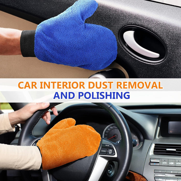 6 Pcs Microfiber Dusting Mitt with Thumb Washable Reusable Household Cleaning Mitt Car Wash Gloves Terry Weave Dusting Gloves for Plant Car Wheel House Blinds Kitchen Pool Dust (Bright Color)