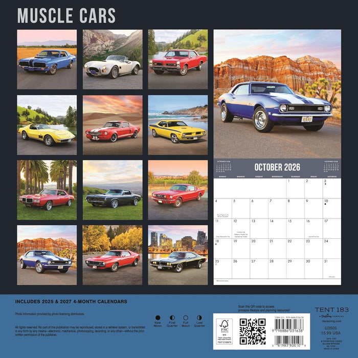 Muscle Cars American Classics 2026 Wall Calendar