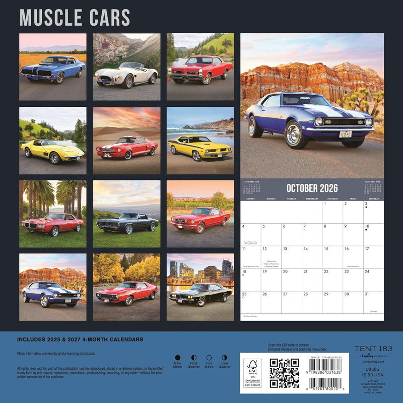 Muscle Cars American Classics 2026 Wall Calendar