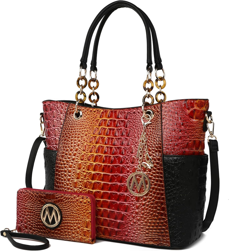 MKF Collection Tote Bag for Women, Handbag Set with Wallet-Top-Handle Bag Vegan Leather Purse by Mia K