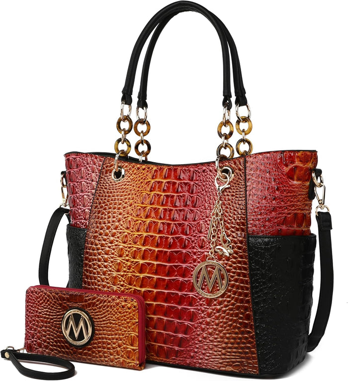 MKF Collection Tote Bag for Women, Handbag Set with Wallet-Top-Handle Bag Vegan Leather Purse by Mia K