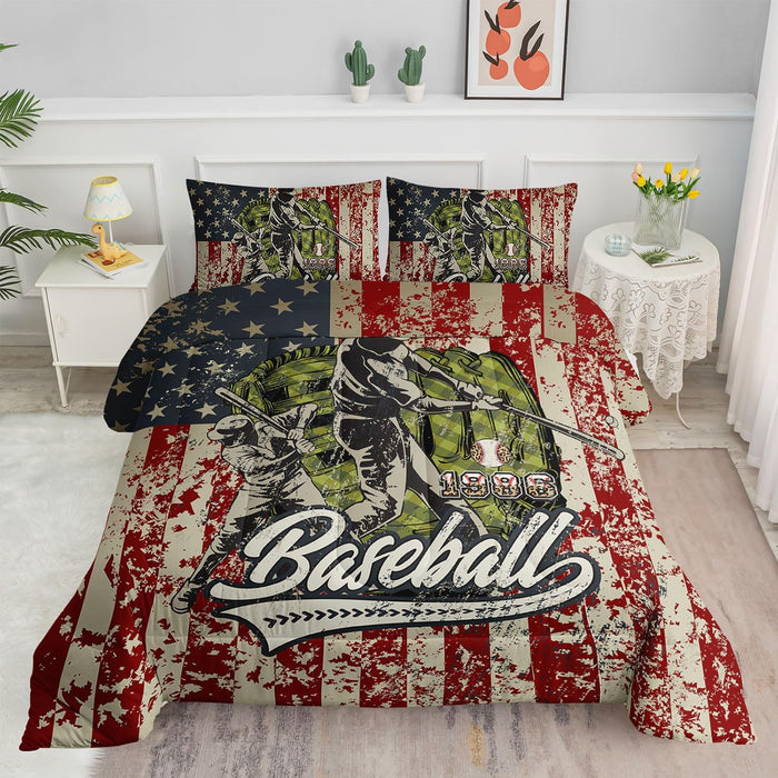 Kids Comforter Set American Flag Deer Printed Pattern Bedding Set with 1 Comforter and 2 Pillowcases for Girls Boys Bedroom All Season(American Flag Deer03 Twin)