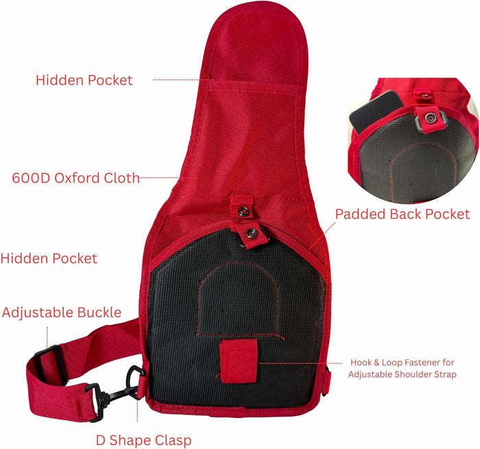 NOVO First Aid Sling Backpack Empty - Red Mini Backpack, Professional Medical Sling Bag & First Tactical Sling
