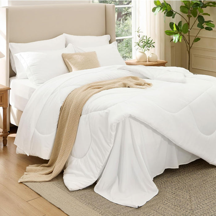 Bedsure 7 Pieces Queen Comforter Set Premium Series, Hotel Luxury Soft Bed in a Bag, Goose Down Alternative, Safe for Sensitive Skin Bedding Comforter All Season Medium Warmth, Black Queen Size,
