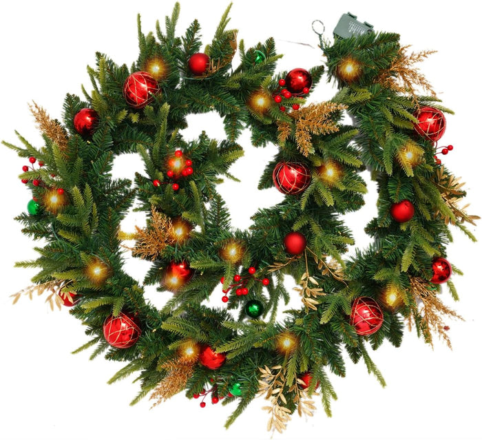 Pre-lit 9ft Christmas Garland with Lights, Garlands for Decoration Christmas with 243 Branches and 50 LED Warm Lights,for Mantle,Outdoor,Stairs Railing,Wall,Table,Indoor（Battery Operated）