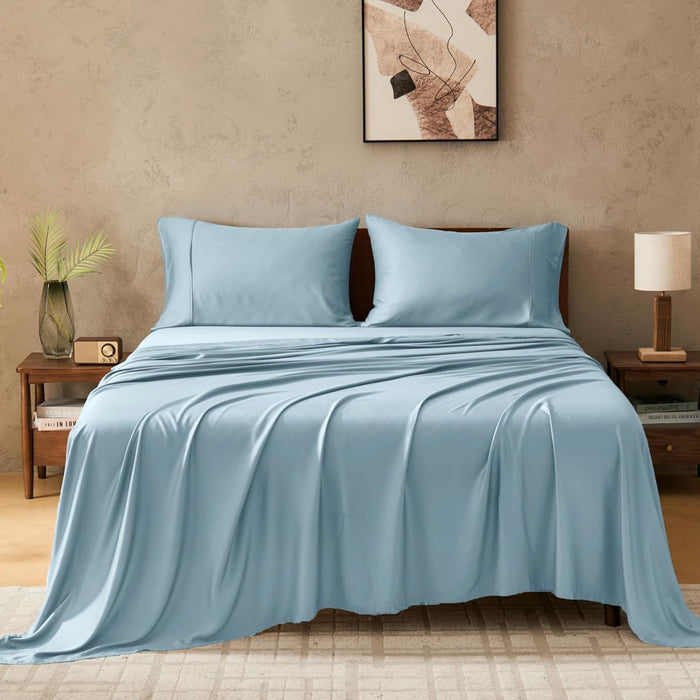 GOKOTTA Queen Sheet Set, 100% Tanboocel® Rayon Derived from Bamboo Sheets Queen Size 6 Pieces Set, Soft & Silky Breathable Sheets,16" Pocket Queen Sheets with Elastic Corner Straps, Moisture Wicking