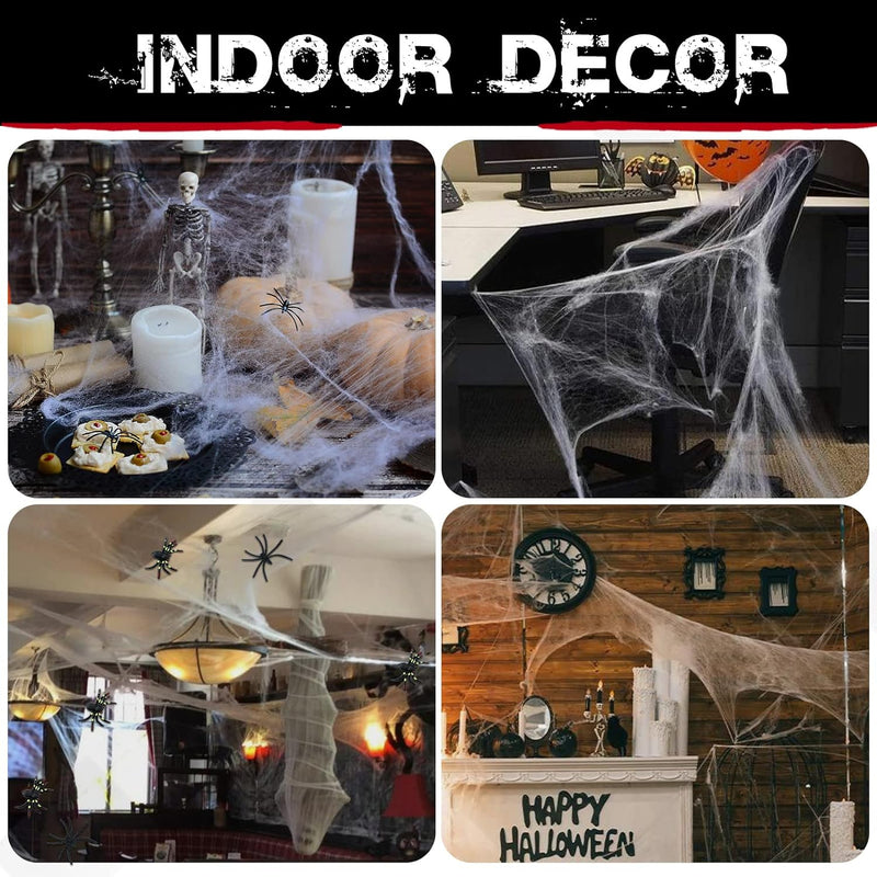 1000 sqft Spider Webs Halloween Decorations Bonus with 30 Fake Spiders, Super Stretch Cobwebs for Halloween Indoor and Outdoor Party Supplies
