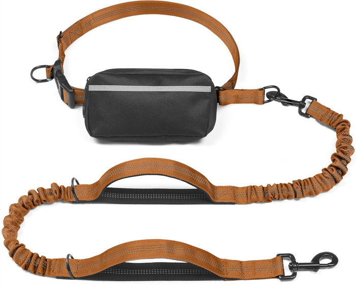 iYoShop Hands Free Dog Leash with Zipper Pouch, Dual Padded Handles and Durable Bungee for Walking, Jogging and Running Your Dog (Large, 25-120 lbs, Lavender)