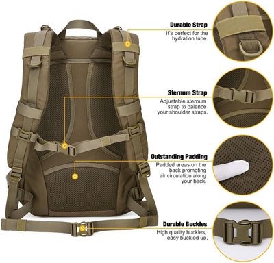 Mardingtop Small Tactical Backpack,Molle Hiking Backpack for Backpacking,Cycling and Biking,25L Backpack