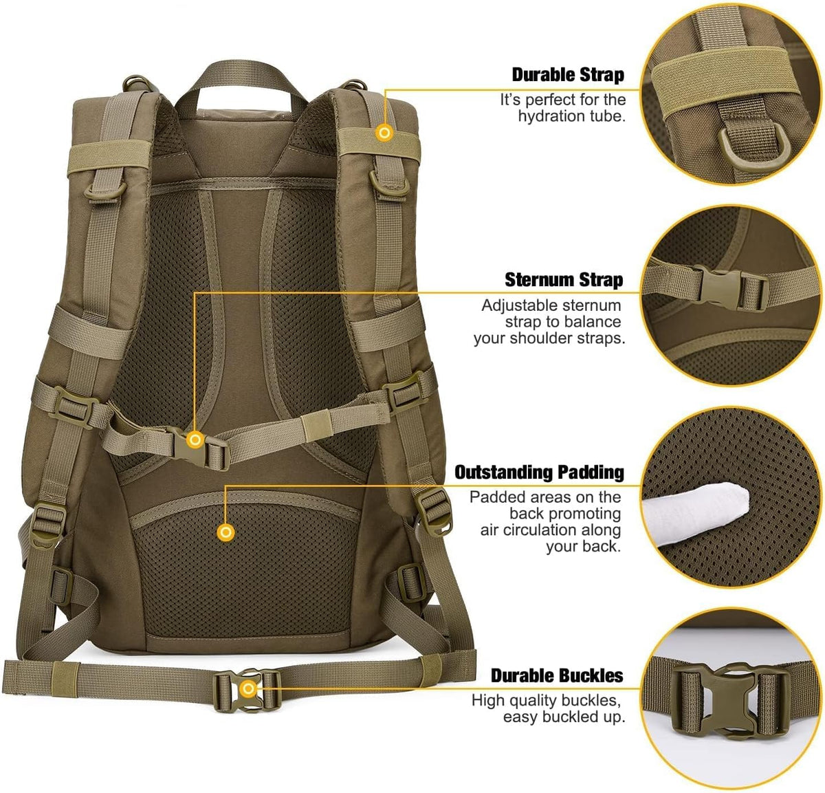 Mardingtop Small Tactical Backpack,Molle Hiking Backpack for Backpacking,Cycling and Biking,25L Backpack
