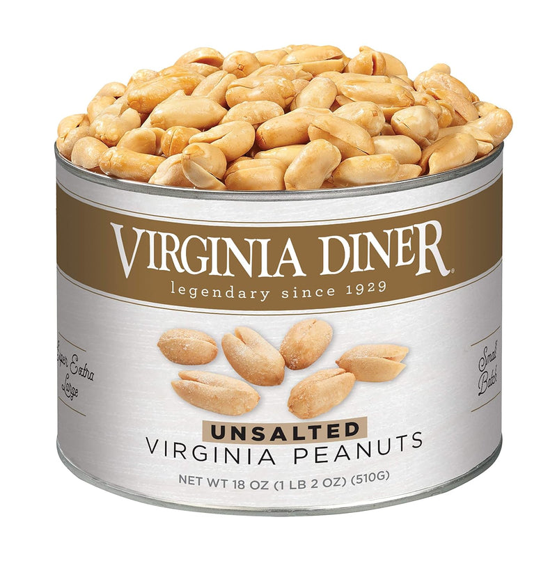 Virginia Diner Natural XL Blister Roasted Virginia Peanuts, Heart Healthy, All Natural, 36 Ounce Tin (2.25 Pound Salted)
