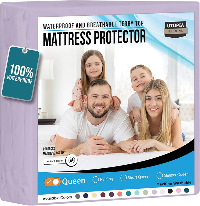 Utopia Bedding Waterproof Mattress Protector Twin Size, Premium Terry Mattress Cover 200 GSM, Breathable, Fitted Style with Stretchable Pockets (White)