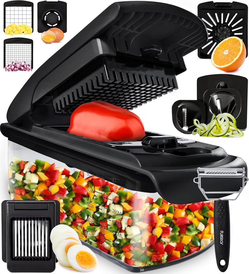 Fullstar The Original Pro Chopper - Vegetable Chopper and Spiralizer, Food Chopper with Container, Fruit Slicer, Kitchen Gadgets & Accessories, Home Essentials (4 in 1, White)