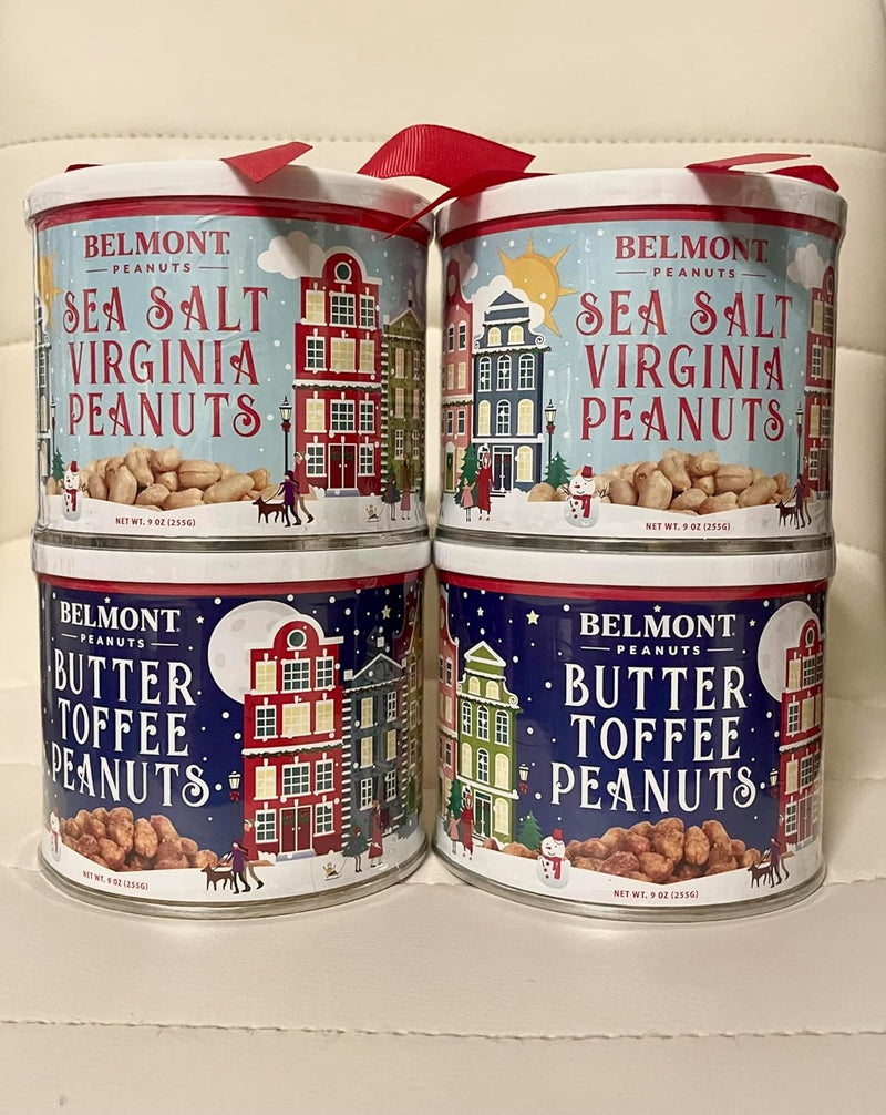Holiday Edition Peanuts Twin Pack Mix – 9 oz Sea Salted Premium Virginia Peanuts & 9 oz Butter Toffee Peanut, Festive Gourmet Snack Gift Set