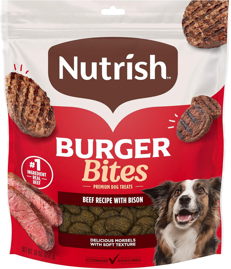 Nutrish Burger Bites Beef Recipe with Bison Premium Dog Treats, 12 oz. Pouch, Packaging May Vary (Rachael Ray)