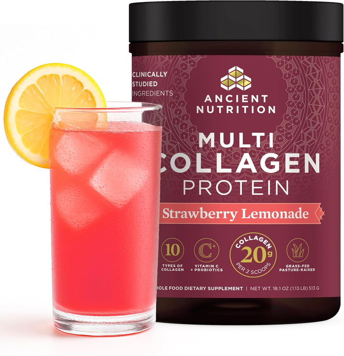 Ancient Nutrition Collagen Powder Protein with Probiotics, Unflavored Multi Collagen Protein with Vitamin C, 45 Servings, Hydrolyzed Collagen Peptides Supports Skin and Nails, Gut Health, 16oz