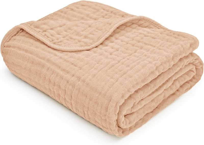 Comfy Cubs Muslin Blanket for Adults Queen 90" x 90" - 6 Layer Soft, Breathable & Lightweight Muslin Adult Blanket - Machine Washable & Designed in The US Bedding for All Seasons - Neptune