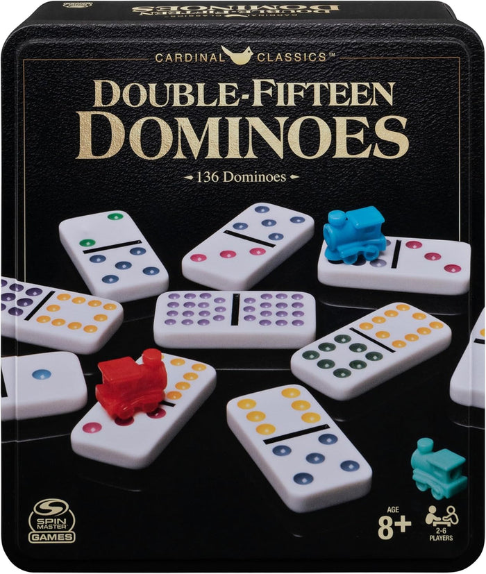 Spin Master Games, Cardinal Classics Double 12 Dominoes Set in Storage Tin, Family Board Games, 2-6 Players, for Ages 8 & Up