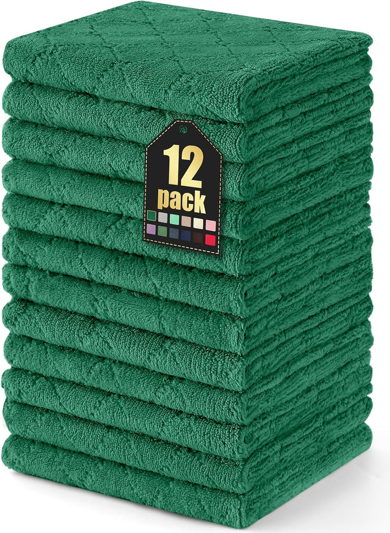 Homaxy 12 Pack Kitchen Dish Cloths (10 x 10 Inches, Grey), Super Soft and Absorbent Coral Velvet Dish Towels, Nonstick Oil Fast Drying Microfiber Cleaning Cloth, No Lint Household Dishcloths