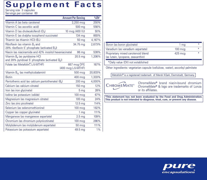 Pure Encapsulations Nutrient 950 | Multivitamin Mineral Supplement to Support Physiological Functions and a Healthy Lifestyle* | 180 Capsules