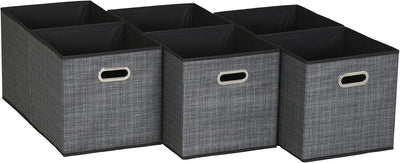 Household Essentials, Black Mix 6 Pack Fabric Storage Bins with Handle