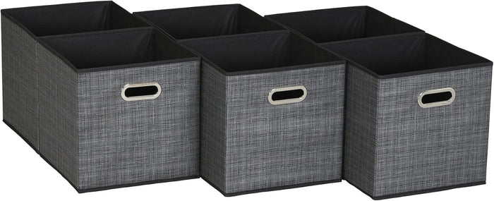 Household Essentials, Black Mix 6 Pack Fabric Storage Bins with Handle