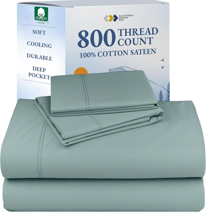 California Design Den Cal King Cotton Sheets - Luxury 800 Thread Count, 100% Cotton Sateen Bedding - Deep Pocket California King Sheet Set - Lavender
