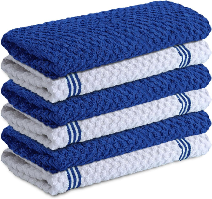 Infinitee Xclusives Premium Dish Cloth 100% Cotton 12 x 12 Inches |Pack of 4| - Ultra Soft Tea Towels - Highly Absorbent Kitchen Rags - Terry Dishcloth for Kitchen and Household Cleaning |Mighty Blue|