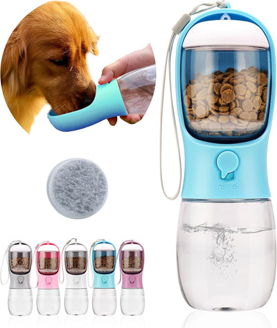 Dog Water Bottle,Portable Pet Water Bottle with Food Container,Outdoor Portable Water Dispenser for Cat,Puppy,Pets for Walking,Hiking,Travel,Puppy Essentials,Dog Stuff(10oz)
