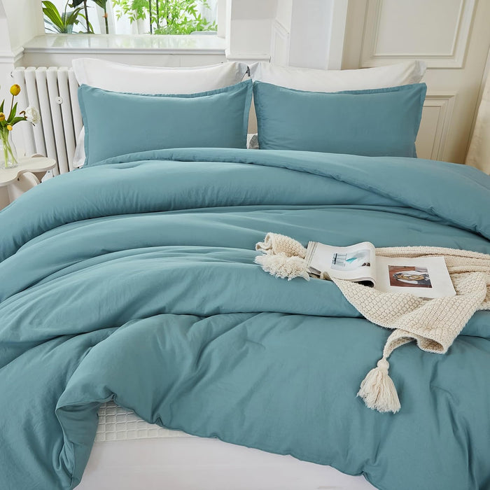 Litanika Queen Comforter Set Sage Green, 3 Pieces Lightweight Comforters Queen Size Solid Bedding Comforters Sets, Down Alternative Comforter Bed Set Quilt Blanket