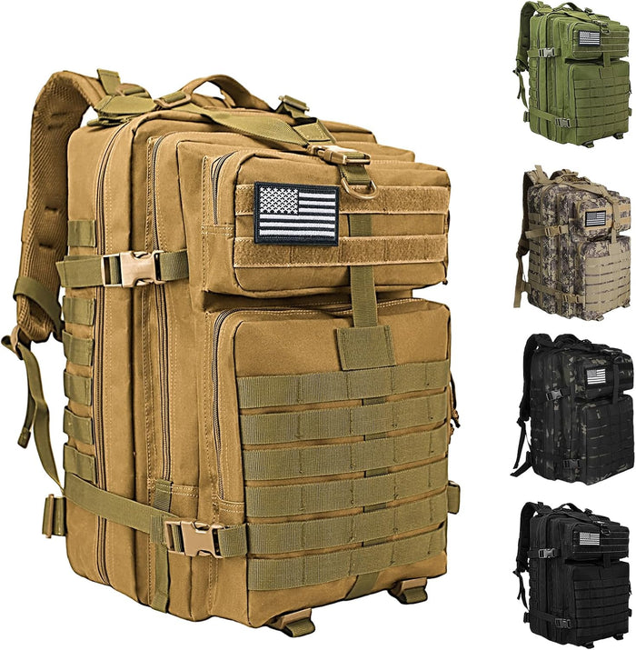 WOLT | Tactical Backpack for Men 45L Military Molle Backpack Large 3 Day Assault Pack Rucking Backpack for Hiking Survival(Black)