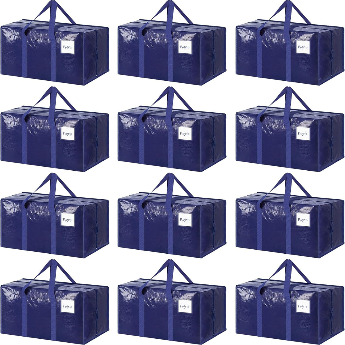 6 Pack Extra Heavy Duty Large Moving Bags with Strong Zipper & Comfortable Handles, Sturdy & Durable Clothes Storage Bags Totes Bins, Blue Packing Moving Boxes for College Supplies, Dark Blue