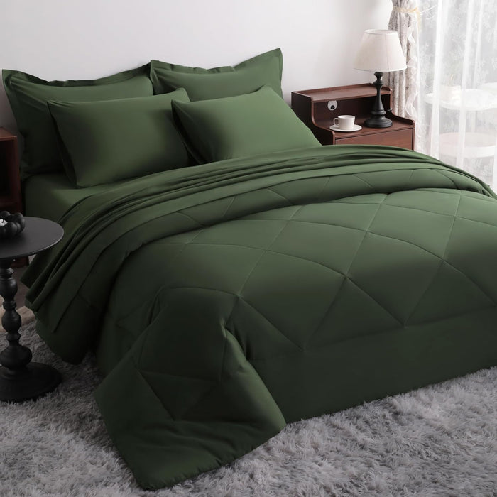 NTBAY Twin Comforter Set with Sheets, 5 Pieces Soft and Breathable Bedding Set, Twin Bed in a Bag, Down Alternative Comforter Set Solid Color All Season, Kids Bedding Set, Aqua
