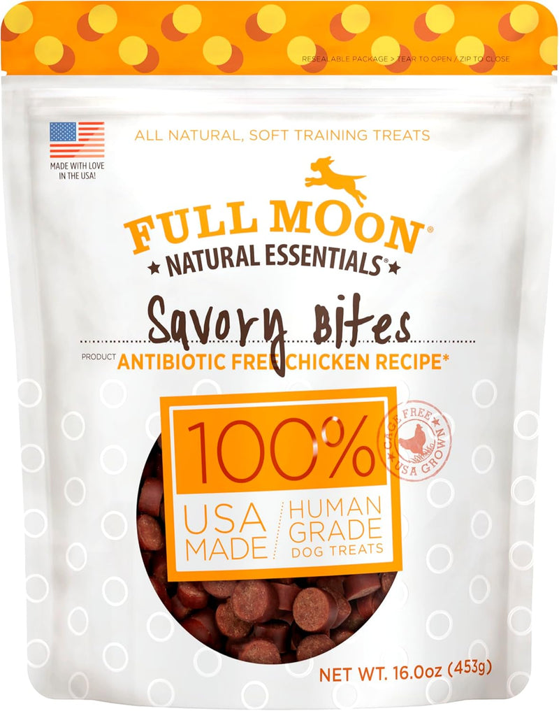 Full Moon All Natural Human Grade Dog Treats, Essential Beef Savory Bites, 14 Ounce