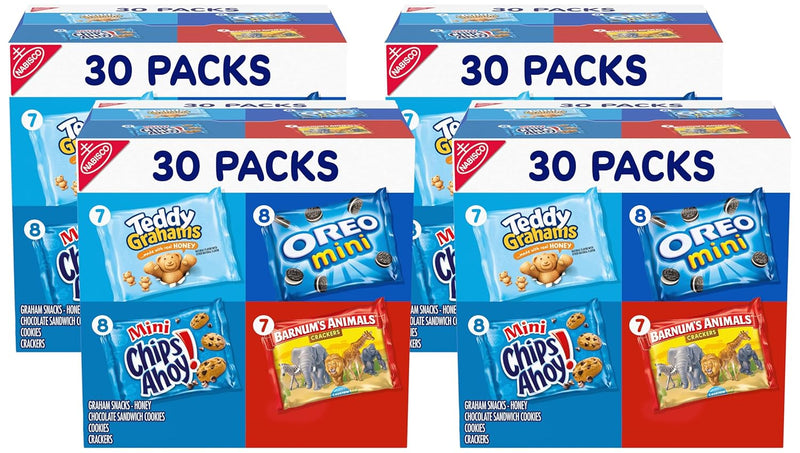 Nabisco Team Favorites Variety Pack, OREO Mini, CHIPS AHOY! Mini, Teddy Grahams Honey & Barnum's Animal Crackers, Christmas Stocking Stuffers, 30 Snack Packs