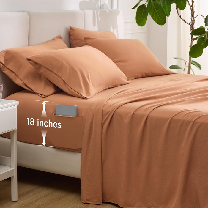 Bedsure Deep Pocket King Sheet Set - 6 Piece, Prewashed Ultra-Soft King Size Sheets Set, Fits Mattresses Up to 18 Inches Thick, Breathable & Secure Fit, Hotel Luxury Bedding, Grey