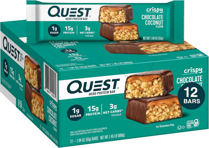Quest Nutrition Crispy Blueberry Cobbler Hero Protein Bar, 16g Protein, 1g Sugar, 3g Net Carb, Gluten Free Protein Snack, Keto Friendly, 12 Count