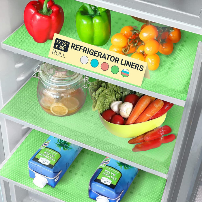 Refrigerator Liners for Shelves (12 Pack) by Linda’s Essentials - Non-Adhesive Shelf or Drawer Liner, BPA-Free Fridge Mats for Kitchen & Cabinets, Easy to Clean, Ideal Household Essentials (Blue)