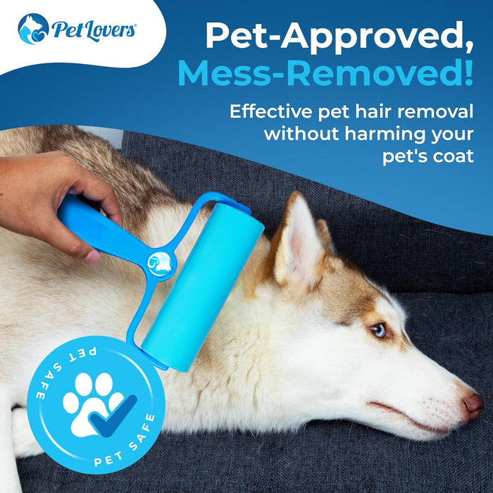 PetLovers EzRoll Reusable Lint Roller - Sticky for Life & Multi-Purpose Pet Hair, Dust, & Lint Remover for Clothing, Upholstery, & Cars - Sustainable, Washable & Efficient (Large)