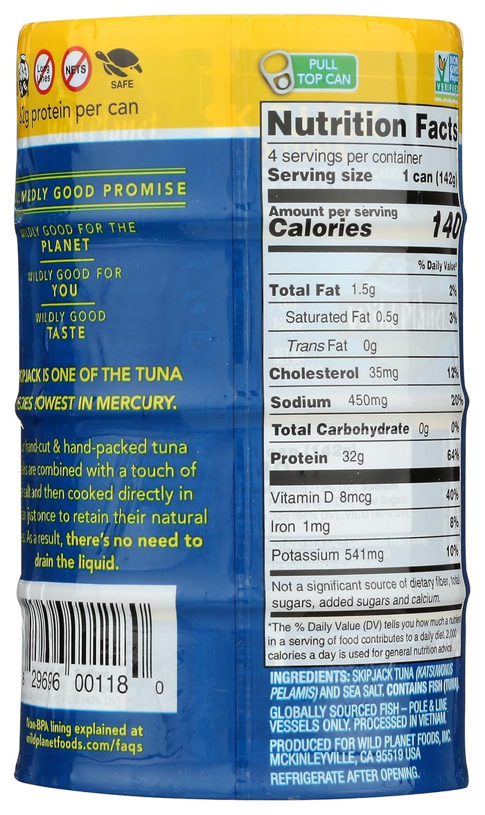 Wild Planet, Skipjack Tuna, 20 Ounce (Pack of 4)