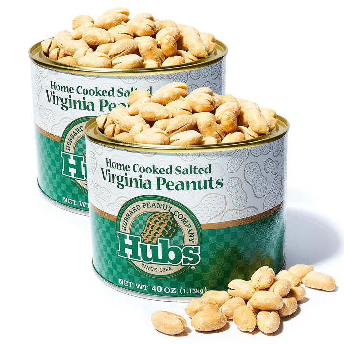 Hubs Peanuts Honey Kissed - Premium Virginia Nuts with All-Natural Sweet Honey Coating Flavor - Super Extra-Large Virginia Peanuts - Crunchy Delight Snacks - Vacuum-Sealed Tin - 2 Packs of 20 oz Cans