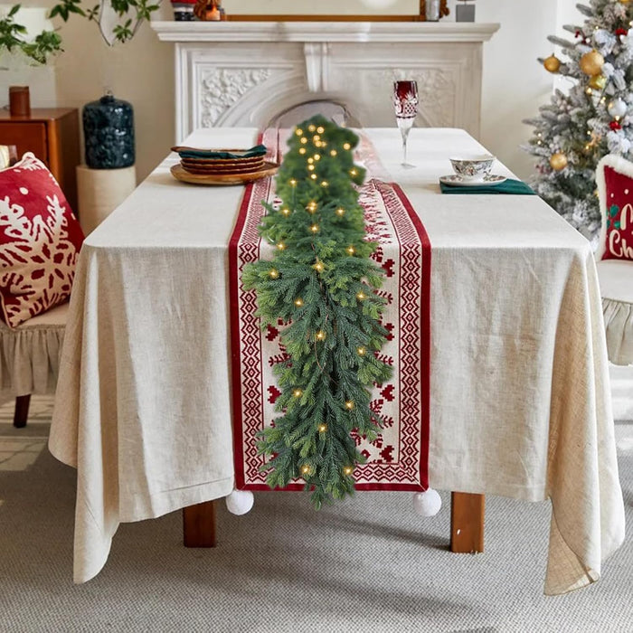 6 FT Christmas Garland Pre Lit Cedar Garlands Artificial Pine Cypress Garlands for Dining Tables Mantle Porches Outdoor Christmas Decorations
