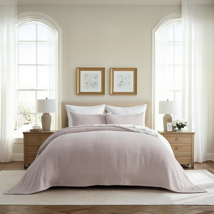 EVERGRACEHOME Cotton Gauze Full Queen Bedspread, Ultra Soft Prewashed Pick Stitch Matelassé Coverlet, Lightweight Oversized Queen Quilt Bedding Set for All Season, w/ 2 Shams, Terracotta Clay