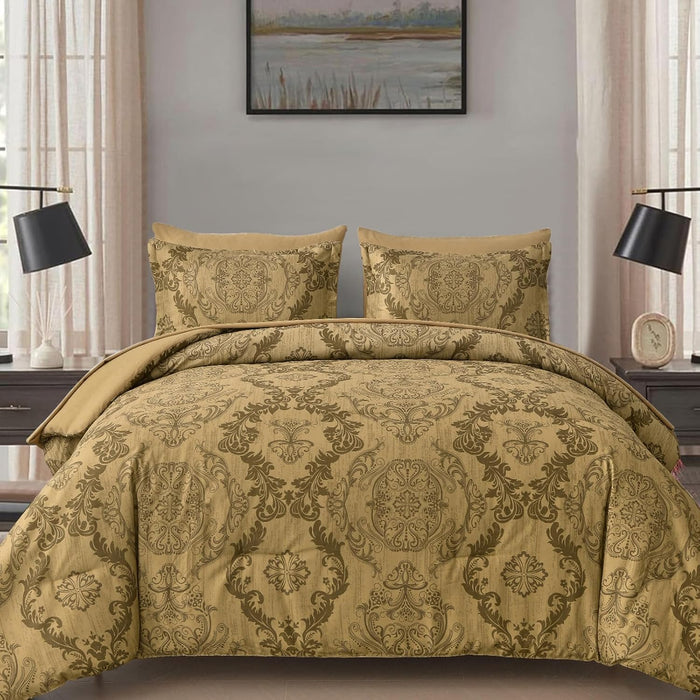 WONGS BEDDING Burgundy Comforter Set Queen Size, Maroon Damask Texture 7 Pieces Bed in a Bag Microfiber Comforter Bedding Sets -1 Comforter, 1 Flat Sheet, 1 Fitted Sheet, 2 Pillow Shams, 2 Pillowcases