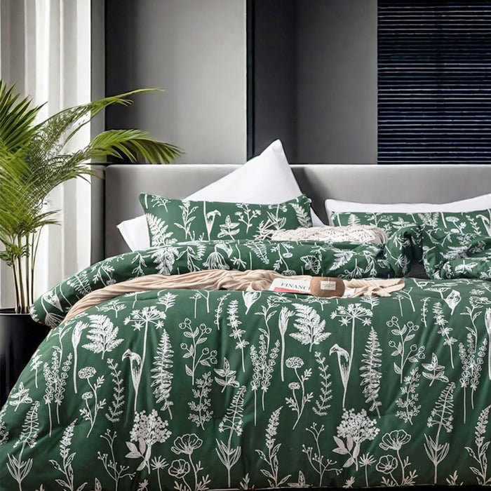 JANZAA Comforter Set Comforter Floral Bedding Sets Flowers Bed Comforter 1 Soft Reversible Botanical with 2 Pillow Shams (Pink, Queen)