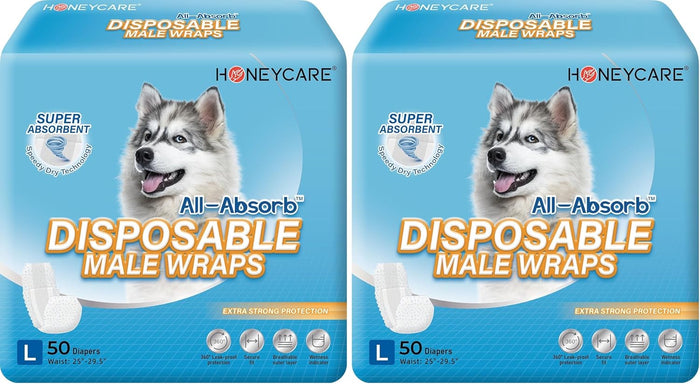 HONEY CARE All-Absorb A26 Male Dog Wrap, 50 Count, Small
