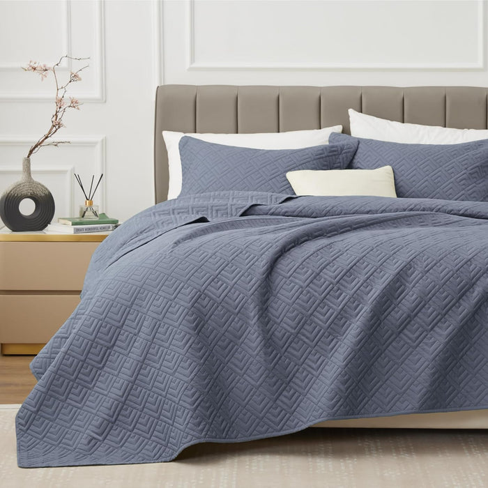 EXQ Home Quilt Set Full Queen Size Black Print 3 Piece,Lightweight Soft Coverlet Modern Style Sun Starry Pattern Bedspread Set(1 Quilt,2 Pillow Shams)