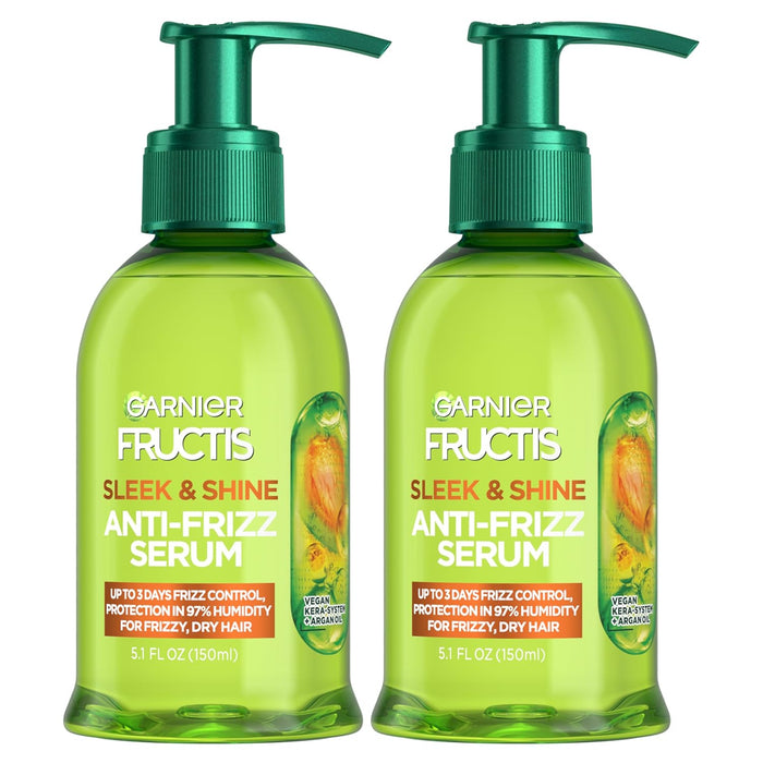 Garnier Fructis Sleek & Shine Anti-Frizz Serum for Frizzy, Dry Hair, Argan Oil, 5.1 Fl Oz, 1 Count (Packaging May Vary)